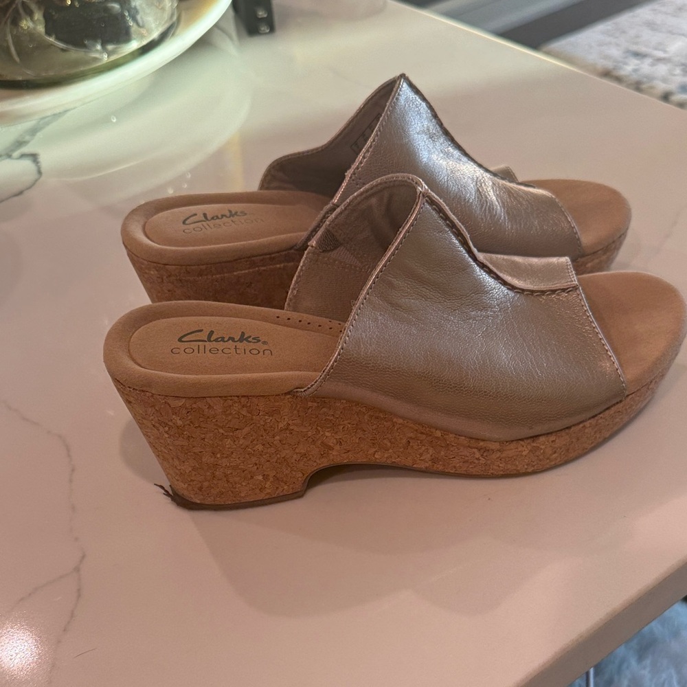 Clarks Metallic Leather Mules
